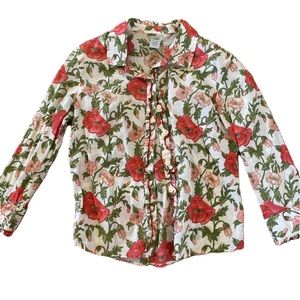 Odille Anthropologie Flower and Vines 3/4 sleeve Western Style Blouse